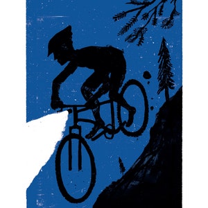 Starlight! Mountain Bike Rider at Night, Giclee Print 210x300mm signed and numbered 2 of 100
