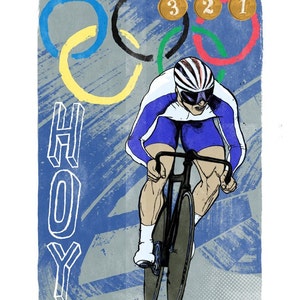 Olympic Cyclist Chris Hoy, signed and numbered edition, 2 of 25, large 350mm x 500mm Giclee Print by Chris Watson image 2