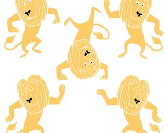 Five Dancing Lions - Giclee print , signed and numbered 360mm x 360mm 1 of 100