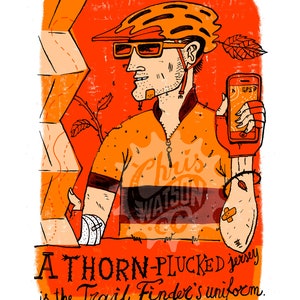 2/100 Signed Giclee Print,  Mountain Bike Rider illustration, XC, Gravel Bike, Trail Finder, CycloCross, CX, Cycling, MTB, 0ffroad, Vtt.