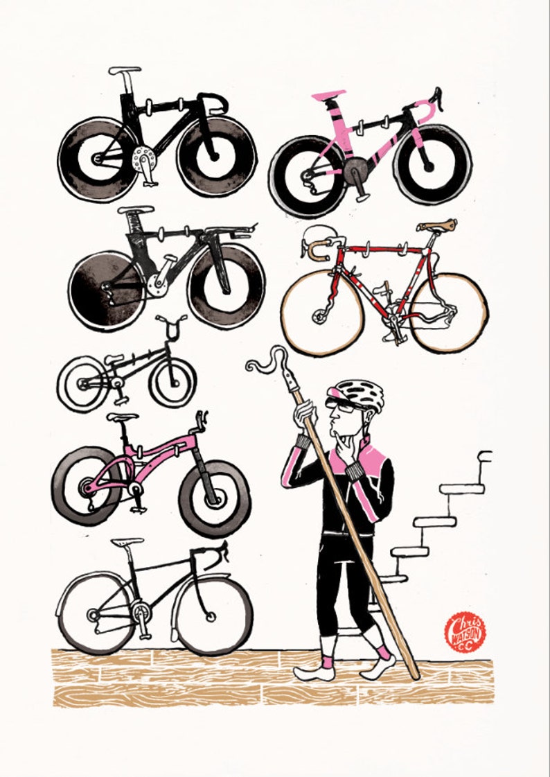 Una bici per ogni giorno della settimana Ciclismo Stampa giclée A3 297 x 420 mm firmata e numero 6 di 100 immagine 1