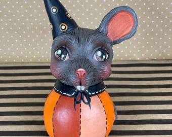 Handsculpted Paperclay Halloween Mouse or Rat One of a Kind Kentucky Made Folk Art Doll or Sculpture
