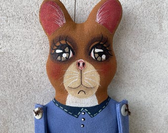 Sweet Spring Brown Mouse Handpainted Folk Art Doll or Sculpture - One of a Kind Handmade