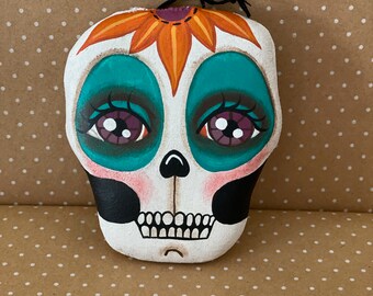 Dia de los Muertos Day of the Dead Whimsical Handpainted Folk Art Skull Skeleton Halloween Ornament