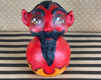 Handsome Devil Halloween One of a Kind Kentucky Made Folk Art Doll or Paperclay Sculpture