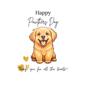 Carte Happy Pawthers Day 2025 - Carte de fête des pères amusante de bébés en fourrure, cadeau pour papa chien, carte pour papa animal de compagnie, propriétaire de chien imprimable