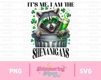 Mapache del día de San Patricio PNG, diseño de camiseta de mapache, PNG divertido, PNG del día de San Patricio, Soy The Shenanigans PNG, archivo de sublimación, tendencia png