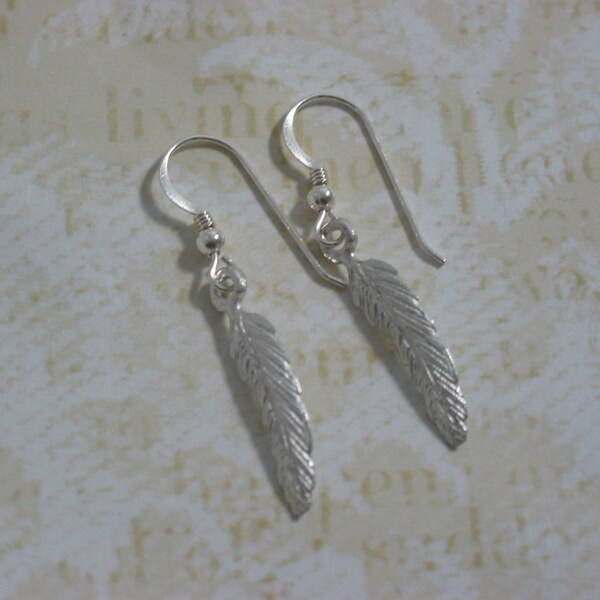simple feather sterling silver earrings All made in USA