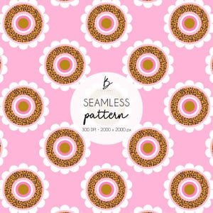 Diseño de mosaico repetitivo con estampado floral de leopardo bohemio rosa sin costuras