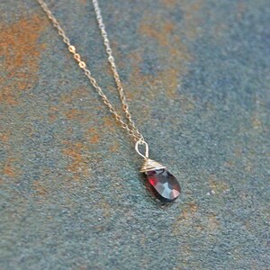 January Birthstone Necklace, Garnet Necklace, Garnet Briolette Necklace, Birthstone Jewelry, Birthstone, Birthday Necklace, Briolette Neck
