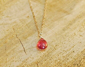 October Birthstone Necklace Pink Tourmaline Necklace Pink Tourmaline Briolette Necklace October Necklace Birthstone Jewelry Birthday Gift