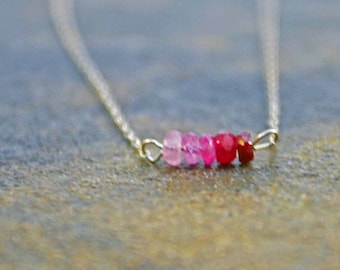 July Birthstone Necklace, Ruby Necklace, Birthstone Jewelry, Ruby Bar Necklace, Birthday Necklace, Birthstone Jewelry, July Ruby Birthstone