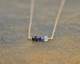 September Birthstone Necklace Sapphire Necklace Sapphire Bar Necklace Birthstone Jewelry September Sapphire Line Necklace Birthday Gift