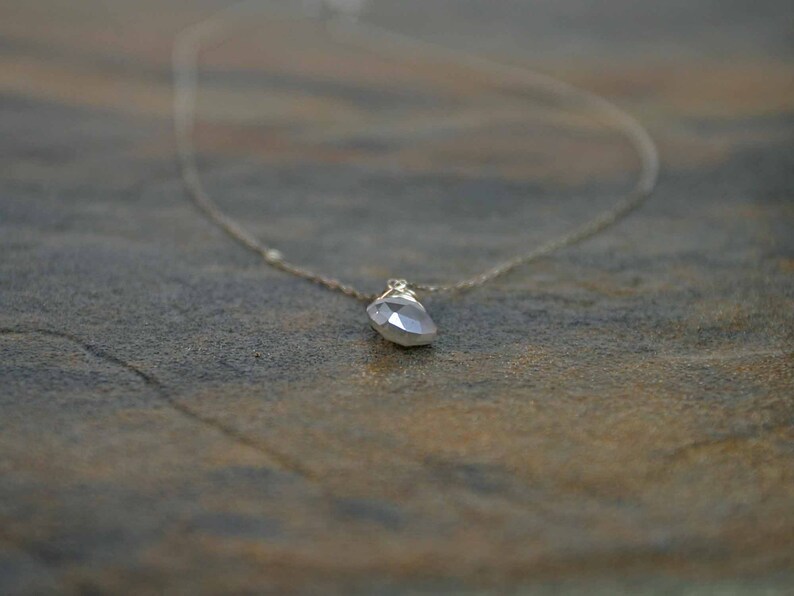Birthday Necklace Birthstone Jewelry Grey Moonstone Briolette Necklace Grey Moonstone Necklace June Birthstone Necklace June Jewelry