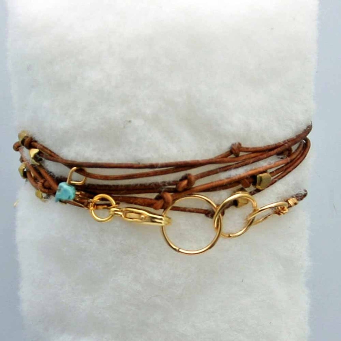 Leather Wrap Bracelet With Charms Tan cameron Ii Beaded Leather Wrap