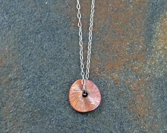 Tiny Copper Disk Necklace Tiny Circle Necklace Everyday Necklace Dainty Necklace Tiny Necklace Modern Necklace Simple Necklace