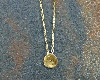 Tiny Gold Disk Necklace Tiny Circle Necklace Everyday Necklace Dainty Necklace Tiny Necklace Modern Necklace Simple Necklace