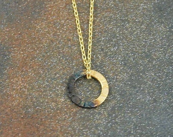 Tiny 24 Kt Gold And Rhodium Plated Circle Necklace Gold Circle Necklace Everyday Necklace Dainty Jewelry Tiny Necklace Modern Necklace