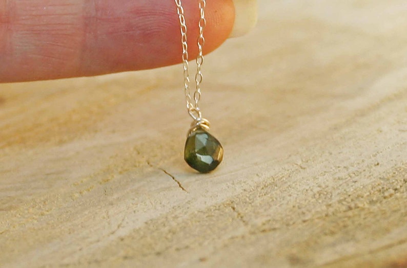 October Birthstone Necklace Green Tourmaline Necklace Green Tourmaline Briolette Necklace October Necklace Birthstone Jewelry Birthday Gift image 3