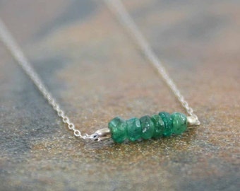 Emerald May Birthstone Necklace Emerald Necklace Birthstone Jewelry Emerald Bar Necklace Birthstone Bar Necklace Birthday Necklace