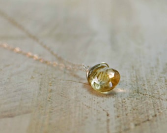 November Birthstone Necklace Citrine Necklace Citrine Briolette Necklace November Necklace Birthstone Jewelry Birthday Gift