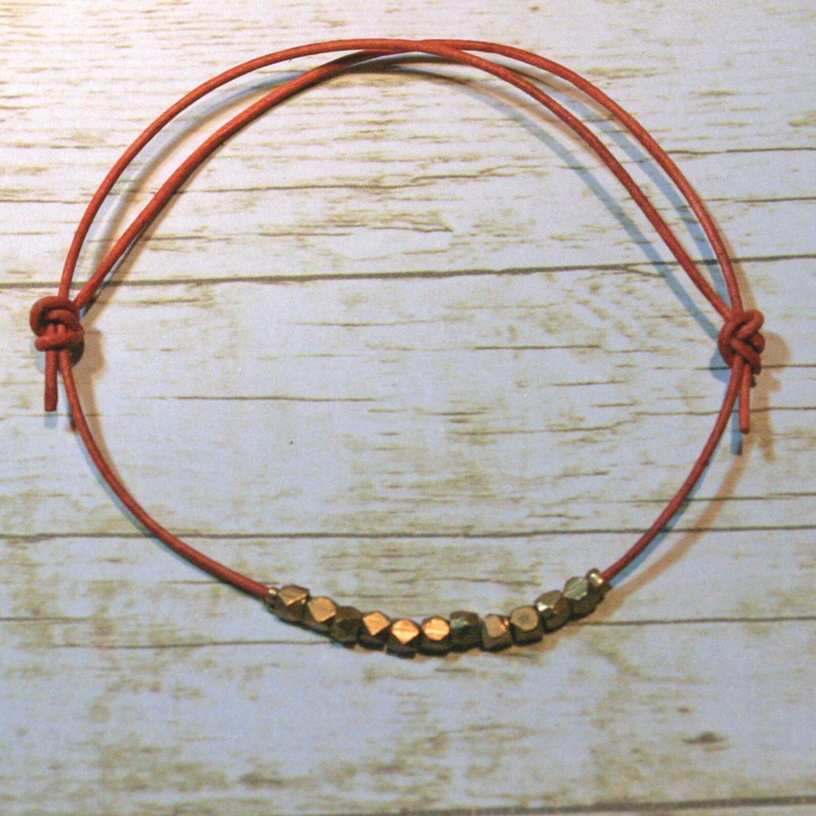 Leather Friendship Bracelets Red Leather Beaded Bracelets Set of Three
