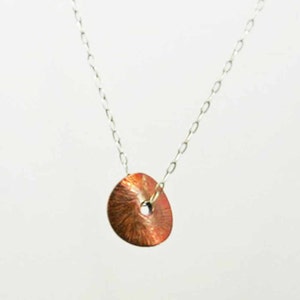 Tiny Copper Disk Necklace Tiny Circle Necklace Everyday Necklace Dainty Necklace Tiny Necklace Modern Necklace Simple Necklace image 3