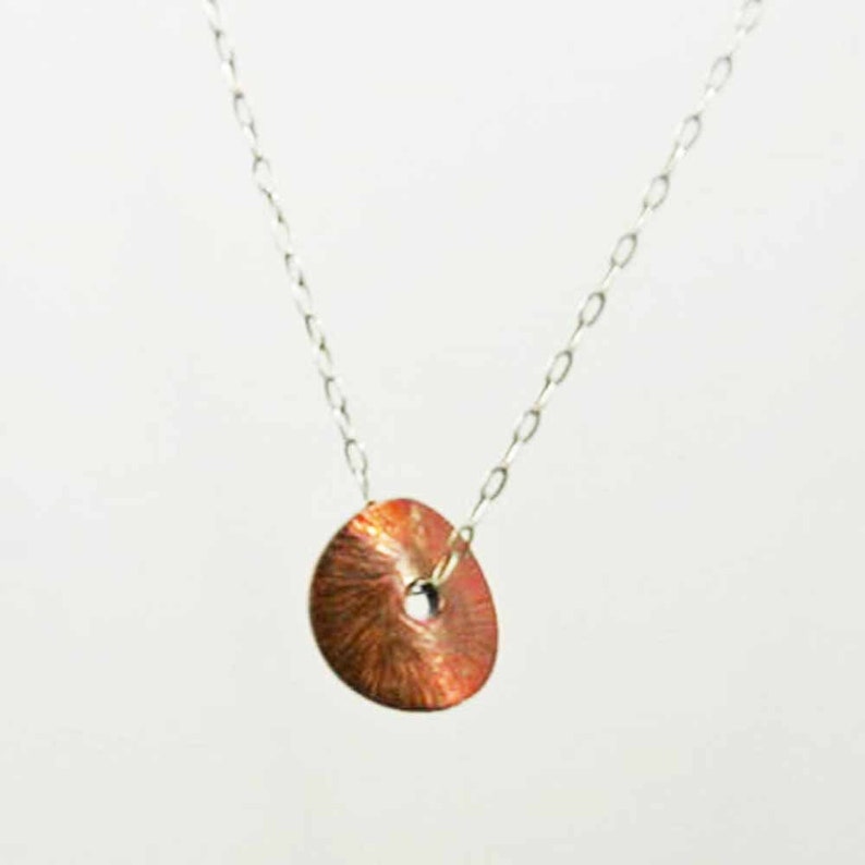 Tiny Copper Disk Necklace Tiny Circle Necklace Everyday Necklace Dainty Necklace Tiny Necklace Modern Necklace Simple Necklace image 3