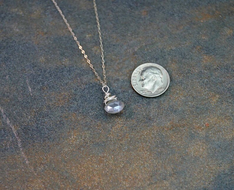 Birthday Necklace Birthstone Jewelry Grey Moonstone Briolette Necklace Grey Moonstone Necklace June Birthstone Necklace June Jewelry