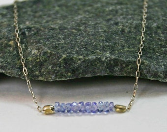 Tanzanite Bar December Birthstone Necklace Tanzanite Bar Necklace Dainty Birthday Jewelry December Tanzanite Line Necklace Birthday Gift