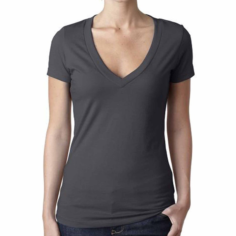 Wisconsin Home T-Shirt Charcoal Women's Deep V Neck Love Wisconsin Badger Pride Print Shirt image 4