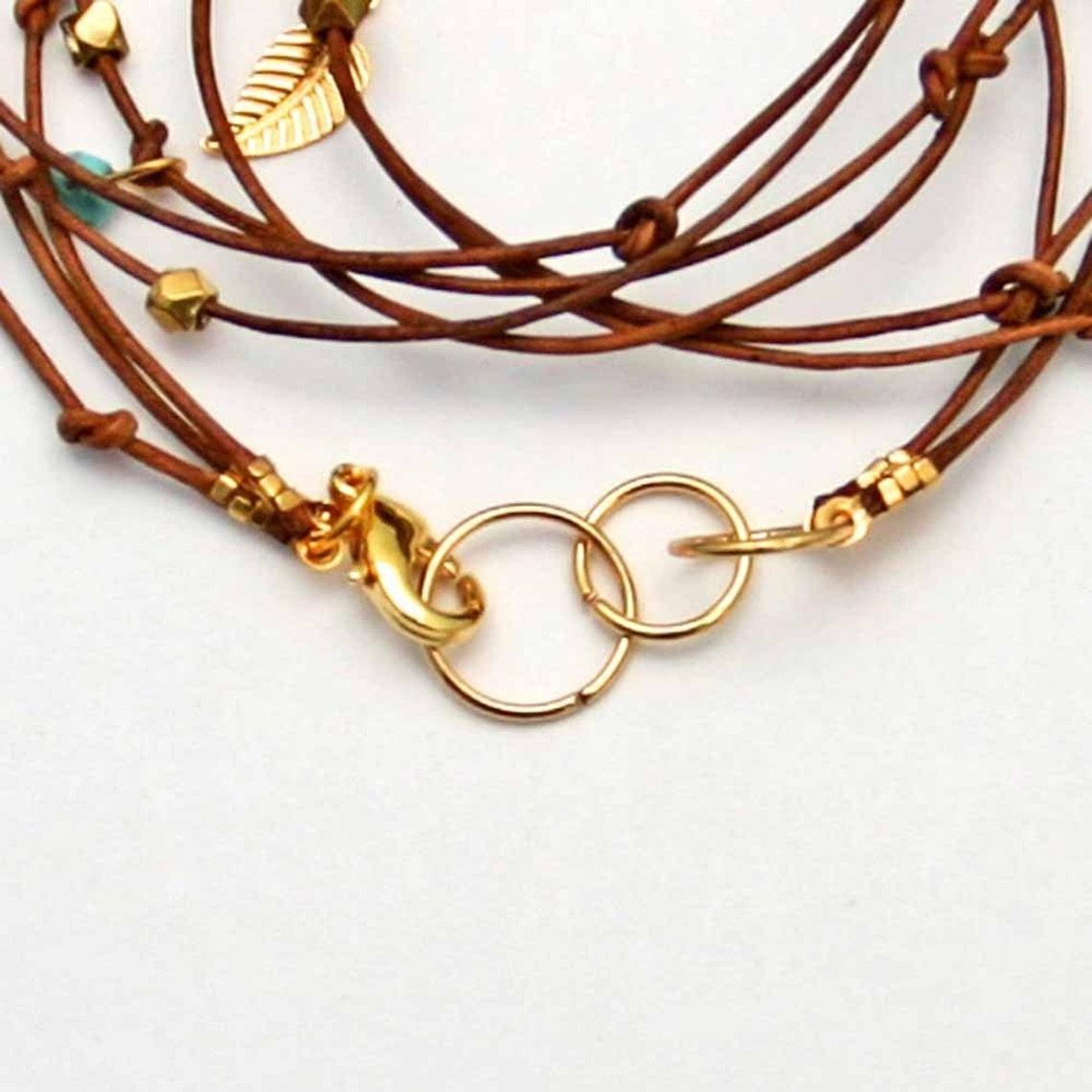 Leather Wrap Bracelet With Charms Tan cameron Ii Etsy