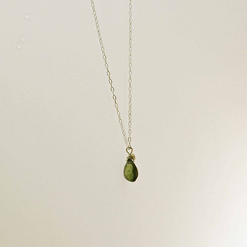 October Birthstone Necklace Green Tourmaline Necklace Green Tourmaline Briolette Necklace October Necklace Birthstone Jewelry Birthday Gift image 4