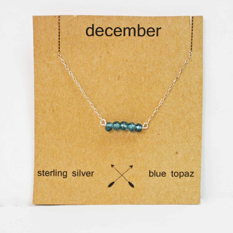 London Blue Topaz December Birthstone Necklace London Blue Topaz Bar Necklace Dainty Birthday Jewelry December Blue Topaz Line Necklace Gift image 10