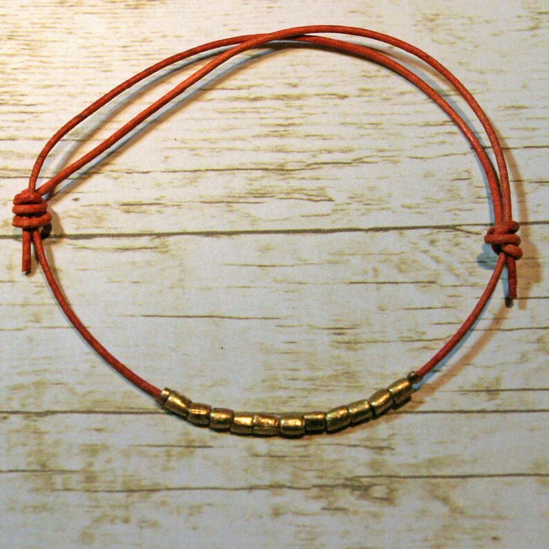 Leather Friendship Bracelets Red Leather Beaded Bracelets Set of Three
