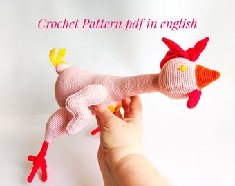 Crochet Rooster Pattern: Amigurumi Chicken Toy (PDF in English)