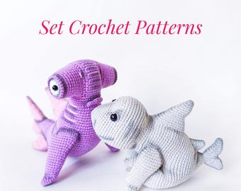Crochet Shark Amigurumi Patterns: Hammerhead & Baby Shark (PDF in English)