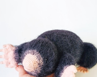 Mole amigurumi Crochet pattern pdf in English. Mohair mole stuffed toy