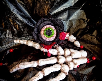 Crochet Skeleton Hand & Worm Flower Patterns: Halloween Amigurumi (PDF in English)
