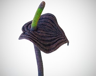 Black Queen Anthurium Flower Crochet Pattern pdf in English. Realistic plant DIY Amigurumi