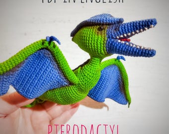 Pterodactyl Crochet Pattern: Amigurumi Dinosaur Toy (PDF in English)