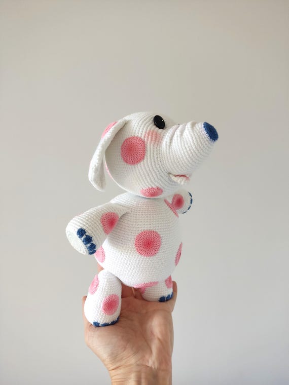 Spotted Elephant White Elephant With Pink Polka Dots Crochet PATTERN Pdf in English. Rare Spotted Elephant of Island Misfit Toys Amigurumi Etsy