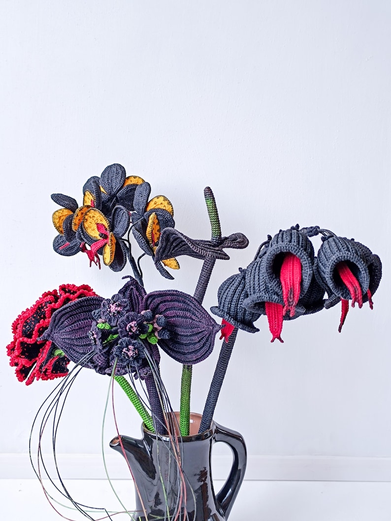 Set of Crochet Fake Plants Patterns Pdf in English. Unusual Bouquet of ...