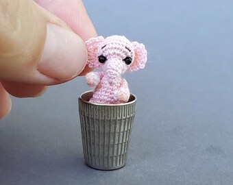 Miniature crochet elephant PATTERN in English (pdf). Amigurumi micro stuffed animal tutorial