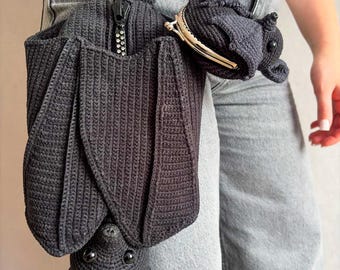 Set of Crochet Patterns pdf in English--Shoulder Strap Bag Bat and Bat Wallet--Amigurumi Tutorial