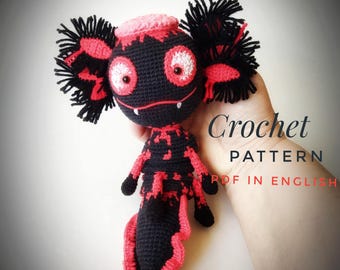 Zombie Axolotl Crochet Pattern: Amigurumi Halloween Toy (PDF in English)