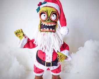 Zombie Santa Crochet Pattern: Scary Christmas Amigurumi Doll (PDF in English)