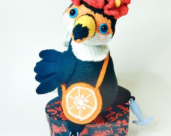 Crochet Toucan Bird Amigurumi Pattern PDF in English - Floral Crown