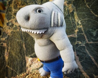 Sharkman Crochet Pattern: Amigurumi Shark Plush Toy (PDF in English)