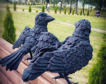 Set of Two Crochet Patterns: Ravens. Crochet tutorial patterns PDF in English.